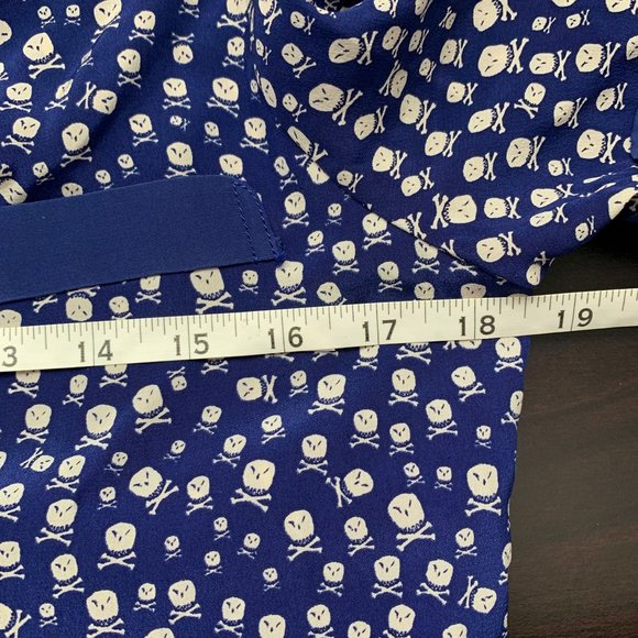 Lucky Chouette Silk Skull & Crossbones Novelty Print Button Front Romper Size M - Picture 15 of 15